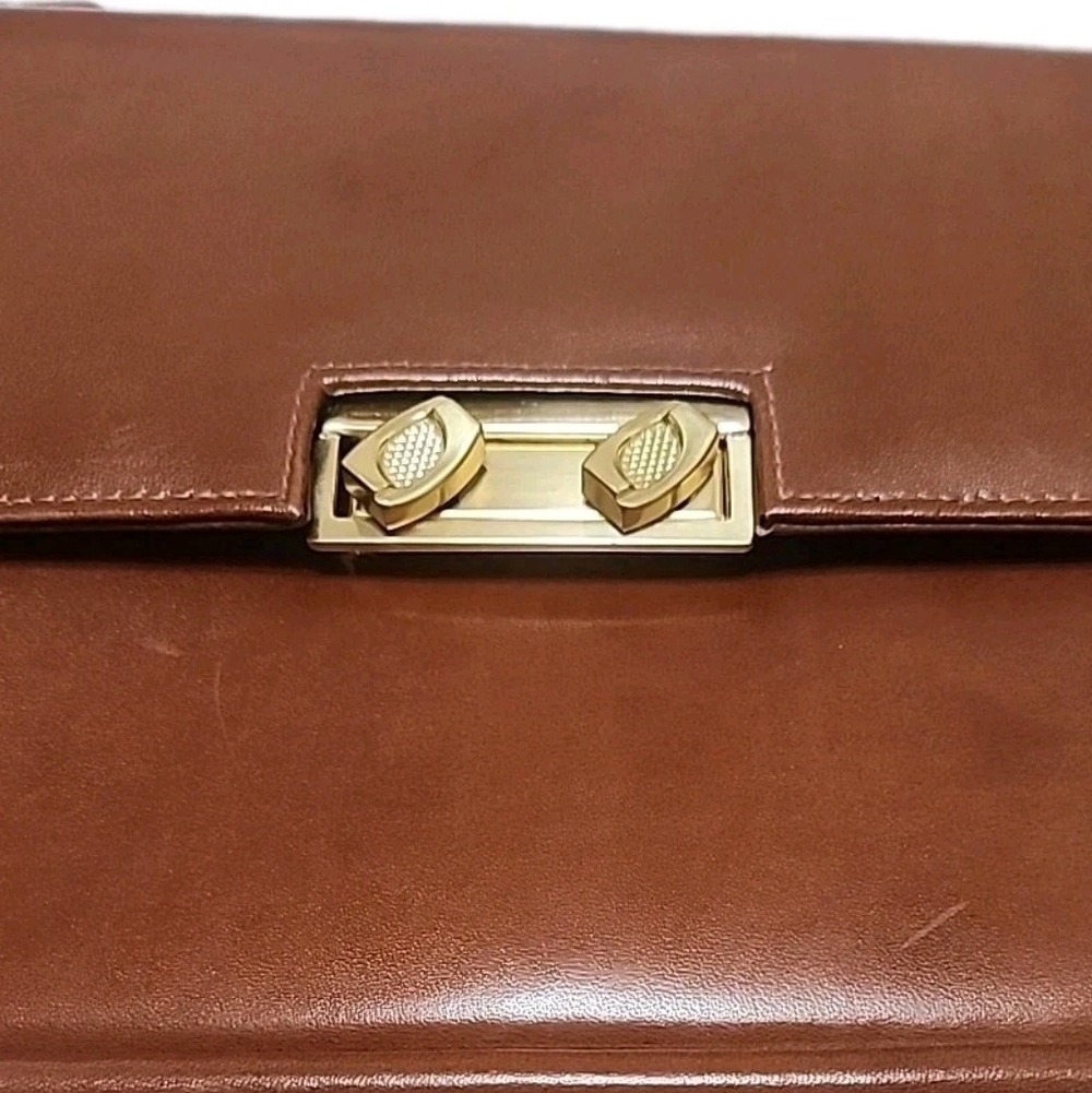 💐VTG 1950s Michelangelo Leather Kelly Bag Turn Lock Accordion Florence Italy - Picture 15 of 16